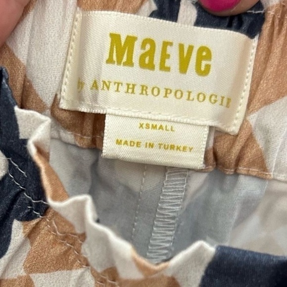 Maeve Anthropologie Checkered Retro Flowered Paper Bag Pull Shorts SIZE XS - Picture 5 of 5